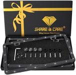 SHARE&CARE Bling License Plate Frame with Gift Box, Crystal License Plate Cover, Car License Plate Holder with Rhinestone Crystal Diamond Screw Set - 2 Pack (Black-gi)
