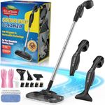 Let'Steam Fastest Heating Steam Mop with Detachable Handheld Steam Cleaner, Powerful Floor Steamer for Cleaning Hardwood, Laminate Floor, Tiles and Grout, 17 Multi-purpose Accessories & Washable Pads