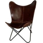 Butterfly Chair Brown Leather Butterfly Chairs Handmade with Powder Coated Steel Frame by Nayra (Butterfly Chair with Cover)