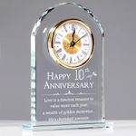 YWHL 10 Year Anniversary Clock Gifts for Her, 10th Wedding Anniversary Romantic Gifts for Couples, Happy 10th Anniversary Glass Keepsakes Decorations