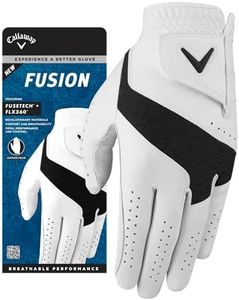 Callaway Golf Fusion Golf Glove (Worn on Right Hand, Standard, Large, White/Charcoal)