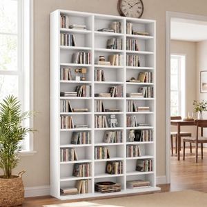 Garvee 11 Tier Tall CD Display Cabinet, 33-Compartment Media Tower, White