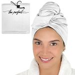 THE PERFECT HAIRCARE Microfiber Hair Towel Wrap for Women - Absorbent Quick Drying Turban for Wet, Curly, and Long Hair for Women, Girls, and Kids - Anti Frizz White