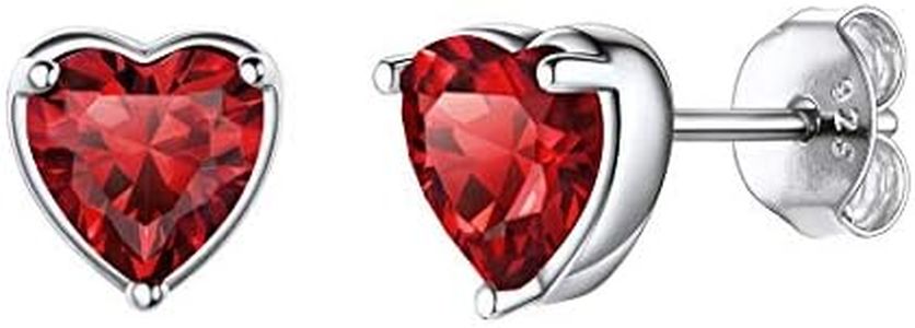 ChicSilver Pendientes Corazón Rojo Circonita Plata de Ley 925 Mujer Pendientes Románticos Parejas Valentín Piedra Zirconia Cúbica Nacimiento