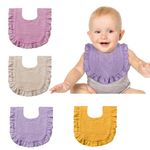 Lictin Muslin Bibs, Dribble Bibs 0-24 Months 4PCS- Infant Teething Soft and Absorbent with Adjustable Snaps, Baby Bibs Set for Unisex Newborn Toddlers Aged