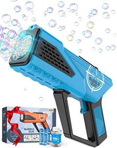 Boerfmo Bubble Gun - Bubble Machine for Kids - Bubbles Blaster with 8-Hole Wands & LED Light, Include Bubble Solution & Batteries - Birthday Party Gifts, Boys Toys for Outdoor