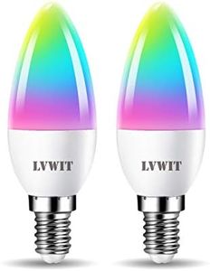 LVWIT Alexa Lamp E14 LED, WiFi Bulbs 4.9 W Dimmable Bulb Bluetooth E14 Smart RGB LED 2700 K 6500 K 470 LM, Compatible with Google Home Alexa Echo, No Hub (Pack of 2)