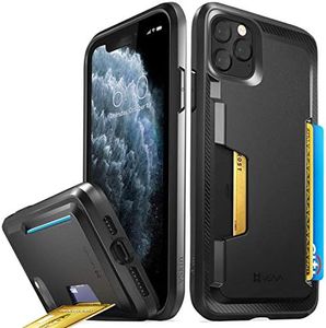 Vena vSkin Card Holder Case Compatible with Apple iPhone 11 Pro Max (6.5"-inch 2019), (CornerGuard Protection) Wallet Case Cover with Credit Card Holder Slot - Black