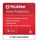 McAfee Total Protection 2024, 5 Devices | Antivirus, VPN, Password Manager, Mobile and Internet Security | PC/Mac/iOS/Android|2 Years Subscription | Activation Code by email