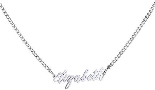 WIGERLON Custom Name Necklace Personalized Pendant 18k White Gold Plated for Women and Girl, Metal