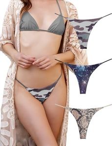 Cotton Thongs for Women Sexy Seamless Woman G String Panties 3 Pack Set (Galaxy Snake Camouflage, XL)