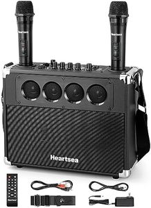 HEARTSEA Mini Karaoke Machine for Adults, 100W 3-Way Portable PA System, Bluetooth Speaker with 2 Wireless Microphones, Home Party & Outdoor Use, TWS Pairing, Rechargeable Battery
