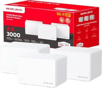 MERCUSYS Halo H3000X(3-pack) TP-Link WiFi Mesh Routeur WiFi 6 Bi-Bande AX3000Mbps, Couverture Jusqu'à 650 m², Canaux 160 MHz, 3 Ports Gigabit, Repeteur WiFi, Contrôles Parentaux Puissants