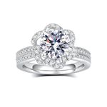 JIEKAYUAN 2.8CTTW Moissanite Engagement Ring for Women 2CT Center D Color VVS1 Promise Rings for Wife Her S925 Sterling Silver Ring Plated With 18K Gold Anniversary Wedding Valentines, Moissanite