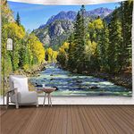 YISURE Forest Nature Mountain Tapestry Extra Long, Extra Wide Landscape Green Trees Scenery Wall Hanging Large Tapestries, 120x90 Inch