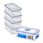 LocknLock Rectangular Food Containers with Lids Set of 5 - Plastic Airtight & Watertight Food Storage Containers, BPA Free & Dishwasher Safe, 5 x 1L