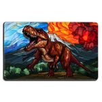 Trex Stained Glass Premium Stitched Card Game Playmat - by Digital Sorcery Studio - Compatible with MTG and Other Trading Card Games