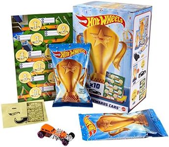 Hot Wheels Rewards Car Pack of 10 Individually Wrapped 1:64 Scale Die-Cast Vehicles in Opaque Bags with Gold Stickers, Rewards or Prizes for Kids 3 Years Old & Up