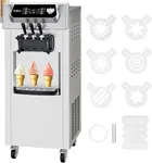GarveeHome Commercial Ice Cream Maker Machine, 2200W Soft Serve Ice Cream Machine, 2+1 Flavors Soft Serve Machine w/Two 7L Hoppers & LCD Panel, Auto Clean for Snack Bar Café Restaurants