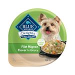 Blue Buffalo Delights Natural Adult Small Breed Wet Dog Food Cups, Filet Mignon Flavor in Hearty Gravy 99g (Pack of 12)