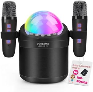 Karaoke Machine for Kids Portable Bluetooth Speaker with 2 Wireless Microphone 24 Pre-Loaded Nursery Rhymes Robot Kids Christmas Birthday Gifts for Girls Boys Ages 2,3,4,5,6,7,8,9,10,11,12 +Year Old