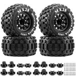 GLOBACT MX28 F/R 2.8" RC Tires with 12mm/14mm Hex Adapter for ARRMA BIG ROCK GRANITE VORTEKS 3S TRAXXAS Stampede 1/10 RC Truck Car (4PCS Black)