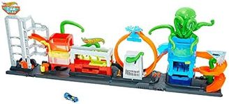 Hot Wheels Toy Car Track Set City Ultimate Octo Car Wash & Color Reveal Car in 1:64 Scale, Color Change in Very Warm & Icy Cold Water