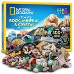 NATIONAL GEOGRAPHIC Rock Collection Box for Kids – 300 Piece Gemstones, Minerals & Crystals Science Kit, Geology Gift for Boys & Girls