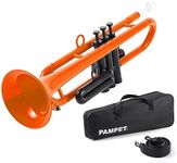 PAMPET Professional Plastic Bb Trumpet Student Trumpet Set for Student Beginner With 7C Mouthpiece and 3C Mouthpiece Bb Trumpet Instrument Orange