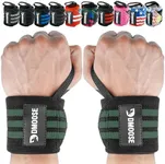 DMoose Wrist Brace for Weight Lifting 12 and 18 Inches Thumb Loops with Wrist Support for Workouts Powerlifting Wrist Straps for Weight Lifting Men and Women Dark Green Stripes