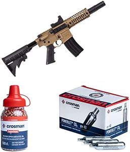 Bushmaster BMPWX Full Auto MPW CO2-Powered BB Air Rifle - Red Dot Sight, Black/FDE + Crosman 12gm CO2 Powerlet Cartridges + Crosman Copperhead 4.5mm Copper Coated BBS in EZ-Pour Bottle (1500-count)