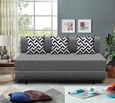 Cloudyfeel Leg Sofa Cum Bed Sofa | 3 Seater | Sofa Bed 6X6 Feet, Foldable Sofa Bed with Cushion for Living Room - Jute Fabric - Grey Color