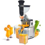 Libra Cold Press Juicer Machine, 48 RPM Whole Slow Juicer Cold Pressed Fruit Juicer with 240 Watts Powerful Motor, All-in-1 Cold Press Juicer for Home for All Fruits and Vegetables (Silver)