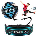 Sportout Football Kick Trainer, Hands Free Solo Practice,Widened Side Waist Protection, Adjustable Soccer Training Waist Belt,Football Training Equipment Fits for Size 3 4 5 Footballs, Kids and Adults