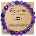 ZCCLINN Zodiac Sagittarius Capricorn Aquarius Birthday Gifts for Women Girl,Astrology Constellation Crystal Bracelet, Purple Natural Stone Jewelry with Wish Card