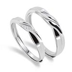 Meissa Couple Rings 925 Sterling Silver Couple Bands Twist Couple Bands for Men and Women Wedding Rings Open Size Adjustable (Set of Two Rings)