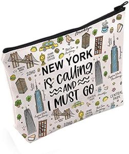 POFULL NYC Gift New York is Calling and I Must Go Cosmetic Bag Traveling Gift New York Vacation Gift, New York is Calling Cosmetic Bag