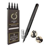 Pinturale Arts® Black Acrylic Paint Pen | Set 4 Black Paint Pen Extra Fine Tip 0,7mm | Black Paint Pens For Ceramics, Stones, Glass, Wood, Canvas