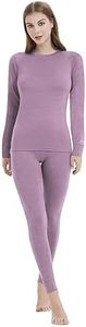 Iguana Womens 100% Merino Wool Base Layer Sets for Ski Lightweight Thermal Underwear Violet X-Large