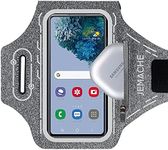 JEMACHE Running Armband for Samsung Galaxy S24/S23/S22 Ultra, S23 FE, S24+ S23+ S22+ S21+ (5G), Gym Workouts Arm Band Holder with Earbuds Pocket (Grey)