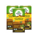 Organic India Tulsi Green Tea, Lemon Ginger, 25 Tea Bags ( Pack of 4 )