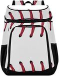 White Baseball 36 Cans Lunch Cooler Backpack Lightweight Picnic Cooler Lunch Box Backpack for Men