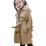 amropi Girl's Trench Coat Single Breasted Windbreaker Jacket Outwear with Belt (Khaki,10-13Years)