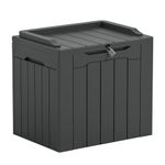 Greesum 31 Gallon Resin Deck Box Large Outdoor Storage for Patio Furniture, Garden Tools, Pool Supplies, Weatherproof and UV Resistant, Lockable, Dark Grey