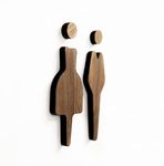 NOIR.DESIGN Unisex Toilet Sign for Door WC plaque - Loo - Self Adhesive - Restroom Man Women Sign Shapes Decorative Home Bathroom Office Hotels Pubs Gender Neutral Wooden (Walnut Shapes 8.5 x 6cm)