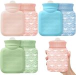 Amylove 3 Pcs Mini Hot Water Bottle 320ml Silicone Hot Water Bottle with Cover Microwave Water Bottles Small Hot Water Bag for Travel Pain Relief Holiday Gifts(Pink, Blue, Green)