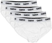 Gary Majdell Sport Men's Stretch Cotton Bikini Brief, Moisture-Wicking Underwear, 4 Pack (White, Large)