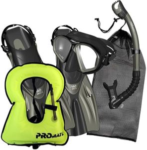 Promate Snorkel Vest Adult Fins Mask Snorkel Set, Bk/Ti, SM