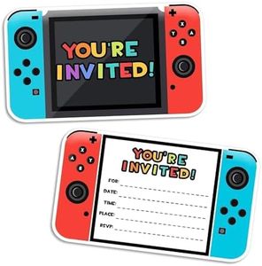 Xinfin 20pcs Video Gaming Party Invitations, Birthday Kids' Party Invitations & Birthday Cards, Game Theme Party Invites for Boys, Childrens Party Invitations Supplies Double-Sided