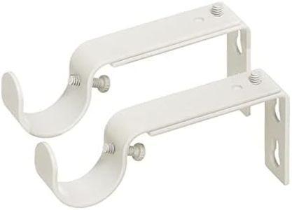 Ivilon Adjustable Brackets for Curtain Rods - for 1 or 1 1/8 Inch Rods. Set of 2 - Ivory